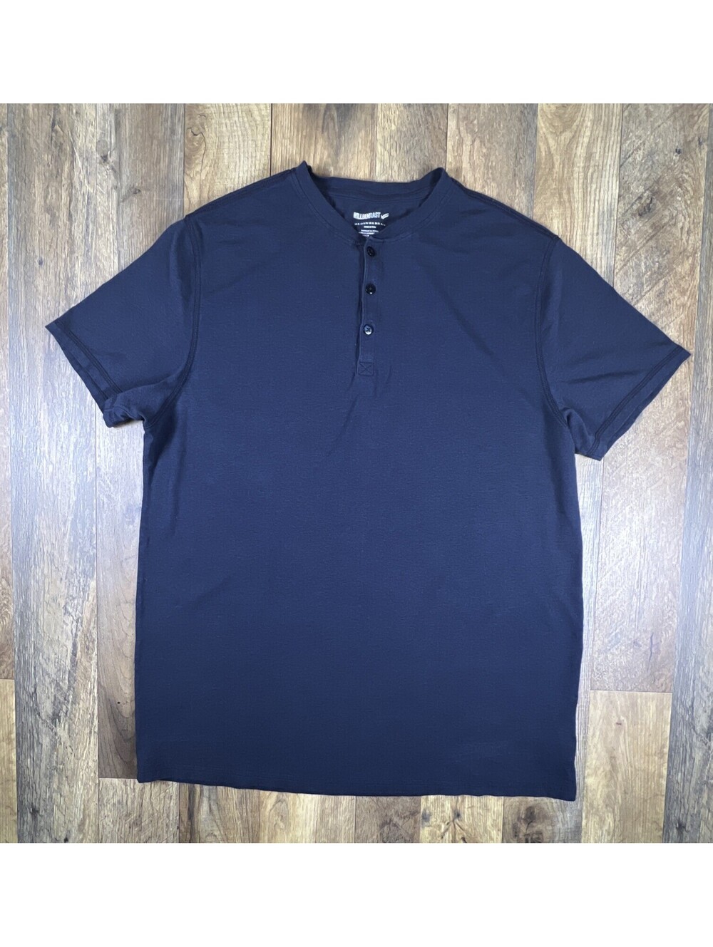 William Rast Mens 50% Pima Cotton Blend Henley XL Blue Short Sleeve 3-Button